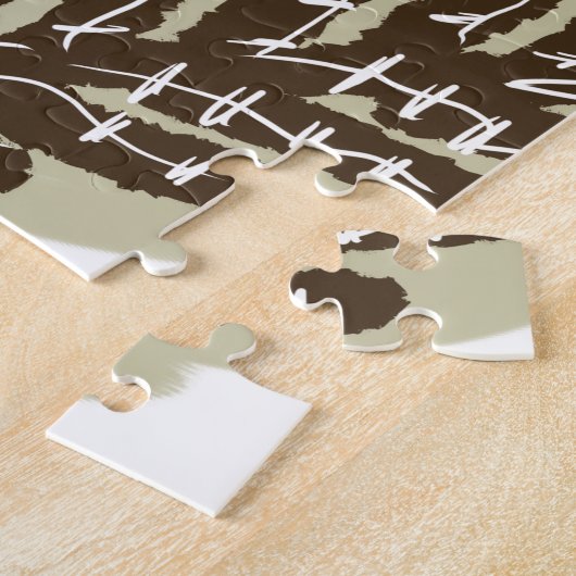 Modern Boho Bio Doodles Brown Puzzle (Seite)