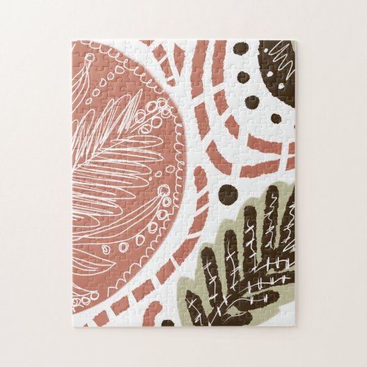 Modern Boho Bio Doodles Brown Puzzle (Vertikal)