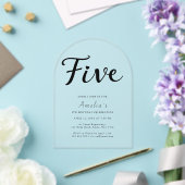 Modern Boho Black Script Einfach 5. Geburtstag Acryleinladungen (Insitu (Hochzeit))