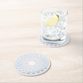 Modern Boho Blue Floral Lotus Mandala Runder Pappuntersetzer (Vor Ort)