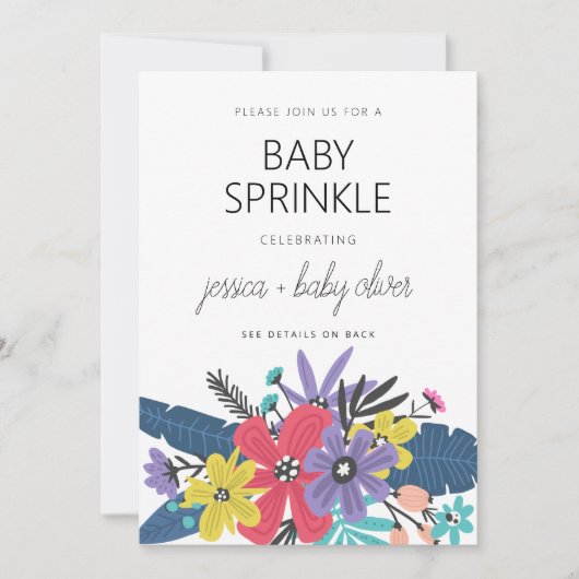 Modern Boho Blume Boy Baby Sprinkle Einladung (Vorderseite)