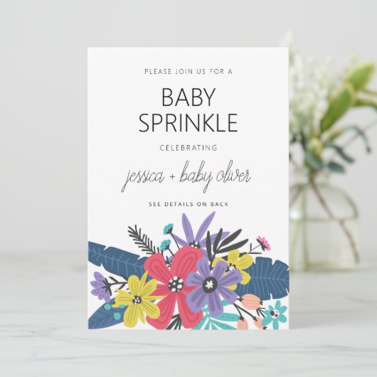 Modern Boho Blume Boy Baby Sprinkle Einladung (Stehend Vorderseite)