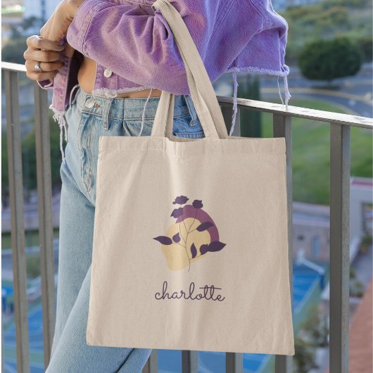 Modern Boho Blume & Script Name Tragetasche