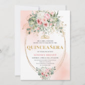 Modern Boho Blush Floral Quinceañera Invitation Einladung (Vorderseite)