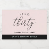 Modern Boho Blush Personalisiert 30. Geburtstag Schaumweinetikett (Einzelnes Label)