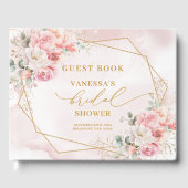 Modern Boho Blush Pink Gold Floral Brautparty Gästebuch (Vorderseite)