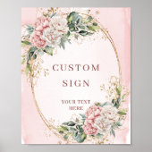 Modern Boho Blush Pink Greenery Custom Sign Poster (Vorne)