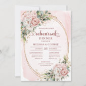 Modern Boho Blush Pink Greenery Rehearsal Invite Einladung (Vorderseite)