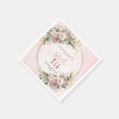 Modern Boho Blush Pink Greenery Sweet 16 Napkins Serviette (Ecke)