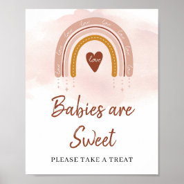 Modern Boho Blush Pink Rost Regenbogen Sweet Sign Poster