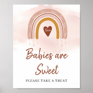 Modern Boho Blush Pink Rost Regenbogen Sweet Sign Poster