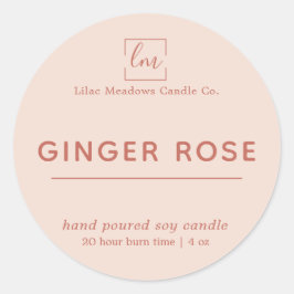 Modern-Boho-Blush-Rosa-Logo-Candle-Round-Label Runder Aufkleber