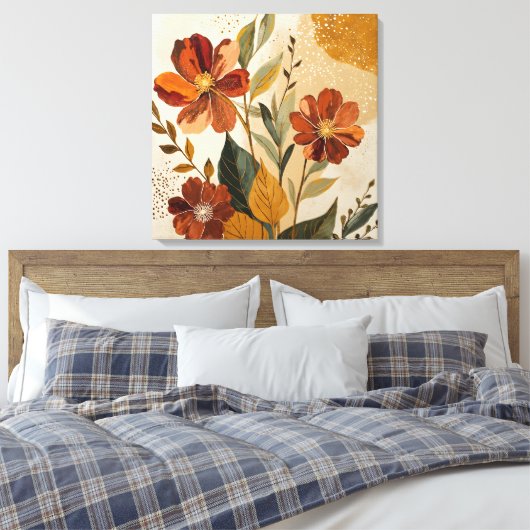 Modern Boho Botanical Abstract Wall Art Leinwanddruck (Insitu (Schlafzimmer))