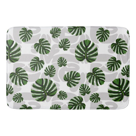Modern Boho Botanical Leaves Pattern Badematte (Vorderseite)