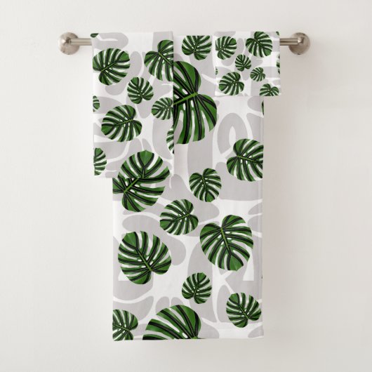 Modern Boho Botanical Leaves Pattern Badhandtuch Set (Insitu)