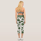 Modern Boho Botanical Leaves Pattern Capri Leggings (Rückseite)