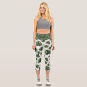 Modern Boho Botanical Leaves Pattern Capri Leggings (Vorderseite)