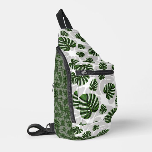 Modern Boho Botanical Leaves Pattern Crossbody Bag (Linke Seite)
