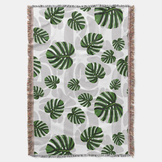 Modern Boho Botanical Leaves Pattern Decke (Vorderseite Vertikal)