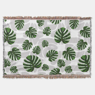 Modern Boho Botanical Leaves Pattern Decke