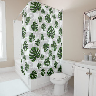 Modern Boho Botanical Leaves Pattern Duschvorhang
