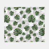 Modern Boho Botanical Leaves Pattern Fleecedecke (Vorderseite (Horizontal))