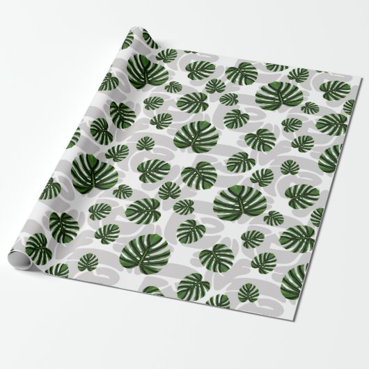 Modern Boho Botanical Leaves Pattern Geschenkpapier (Ungerollt)