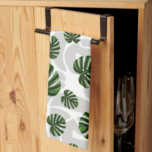 Modern Boho Botanical Leaves Pattern Geschirrtuch (Drittel gefaltet)