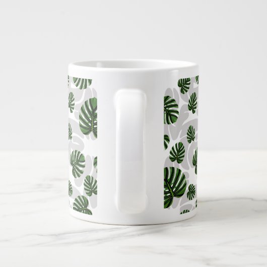Modern Boho Botanical Leaves Pattern Jumbo-Tasse (Rückseite)
