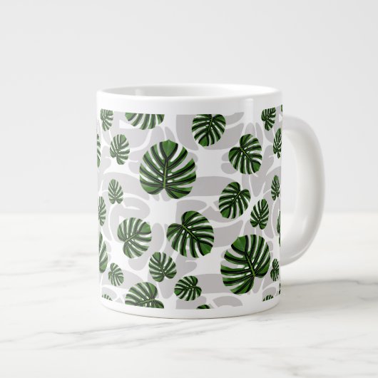 Modern Boho Botanical Leaves Pattern Jumbo-Tasse (Vorderseite Rechts)