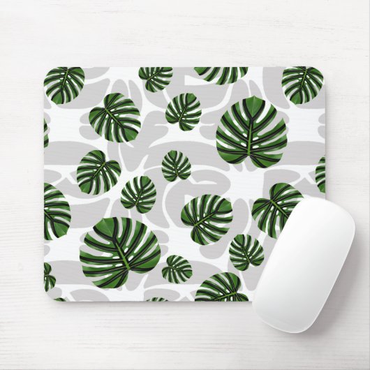 Modern Boho Botanical Leaves Pattern Mousepad (Mit Mouse)