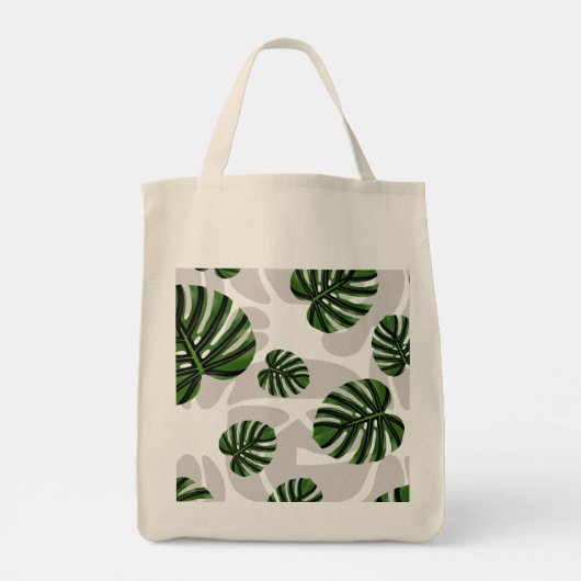 Modern Boho Botanical Leaves Pattern Tragetasche (Rückseite)