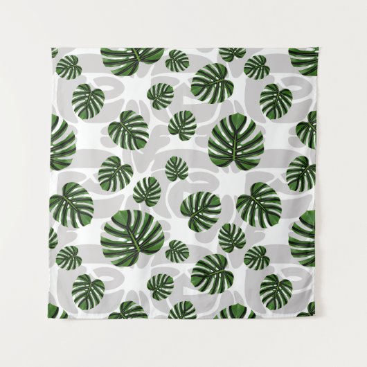 Modern Boho Botanical Leaves Pattern Wandteppich (Vorderseite)