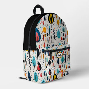 Modern Boho Botanical Pattern Monogram Bedruckter Rucksack