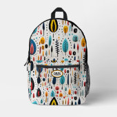 Modern Boho Botanical Pattern Monogram Bedruckter Rucksack (Vorderseite)