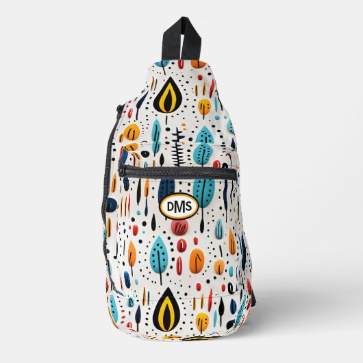 Modern Boho Botanical Pattern Monogram Crossbody Bag (Vorderseite)