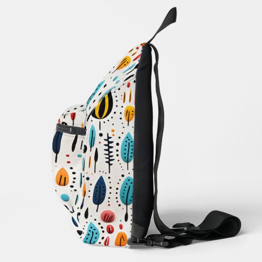 Modern Boho Botanical Pattern Monogram Crossbody Bag (Rechts)