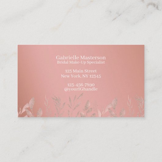 Modern Boho Botanical Photo Script Dusty Rose Visitenkarte (Rückseite)