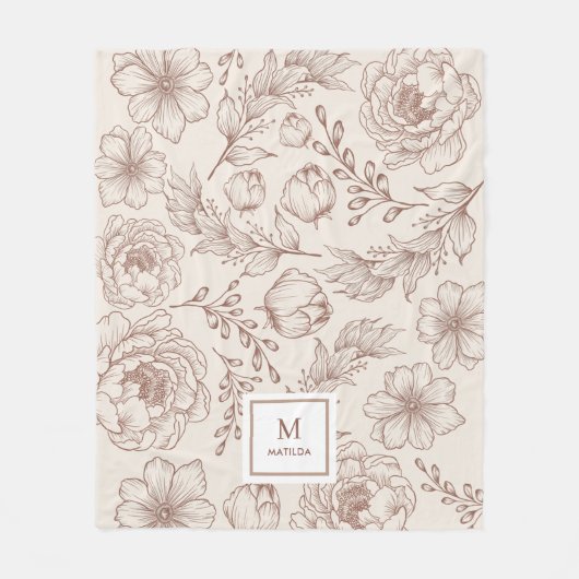 Modern Boho Botanischer Blumengarten Muster Fleecedecke (Vorderseite)