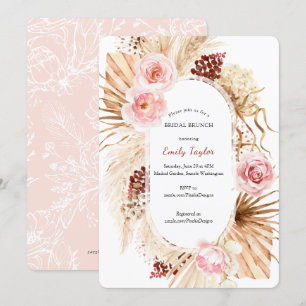Modern Boho Bridal Brunch Pampas Grass Floral Einladung