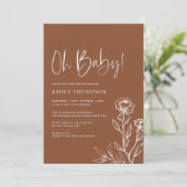 Modern Boho Burnt Orange Terracotta Babydusche Einladung (Stehend Vorderseite)