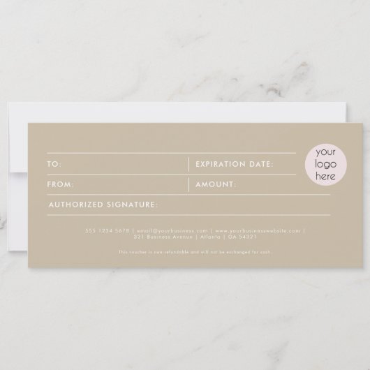 Modern Boho Business Logo Gift Certificate Voucher (Vorderseite)