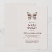 Modern Boho Butterfly Burgundy Taupe Brautparty Einladung (Vorne/Hinten)