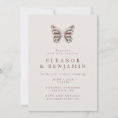 Modern Boho Butterfly Burgundy Taupe Wedding Einladung (Vorderseite)