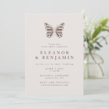 Modern Boho Butterfly Burgundy Taupe Wedding