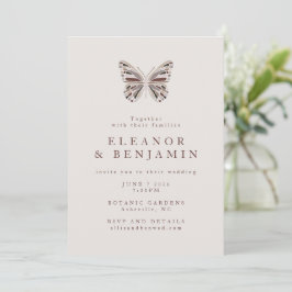 Modern Boho Butterfly Burgundy Taupe Wedding Einladung