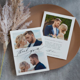 Modern Boho Calligraphy 3 Foto Wedding Dankeskarte