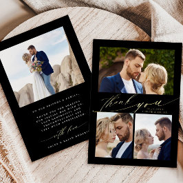 Modern Boho Calligraphy 4 Foto Wedding Vielen Dank Folieneinladung