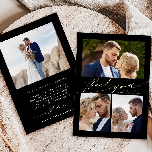 Modern Boho Calligraphy 4 Foto Wedding Vielen Dank Folieneinladung