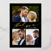 Modern Boho Calligraphy 4 Foto Wedding Vielen Dank Folieneinladung (Vorderseite)